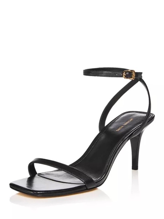 Michael Kors Shoes - Michael Kors Black Leather Ankle-Strap Mid Heel Sandals